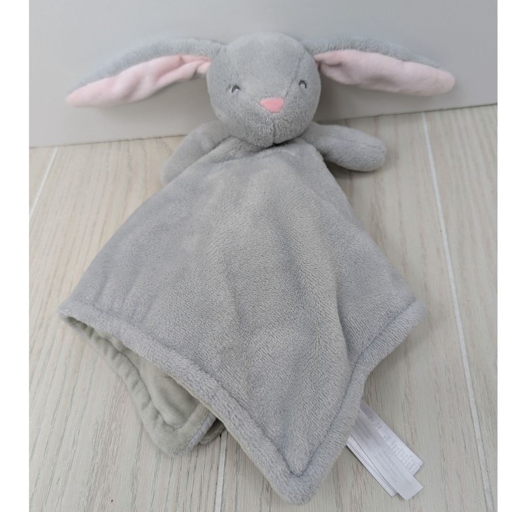 Carter's Bunny Lovey Security Blanket Gray Pink Nose Plush 67781 01/20